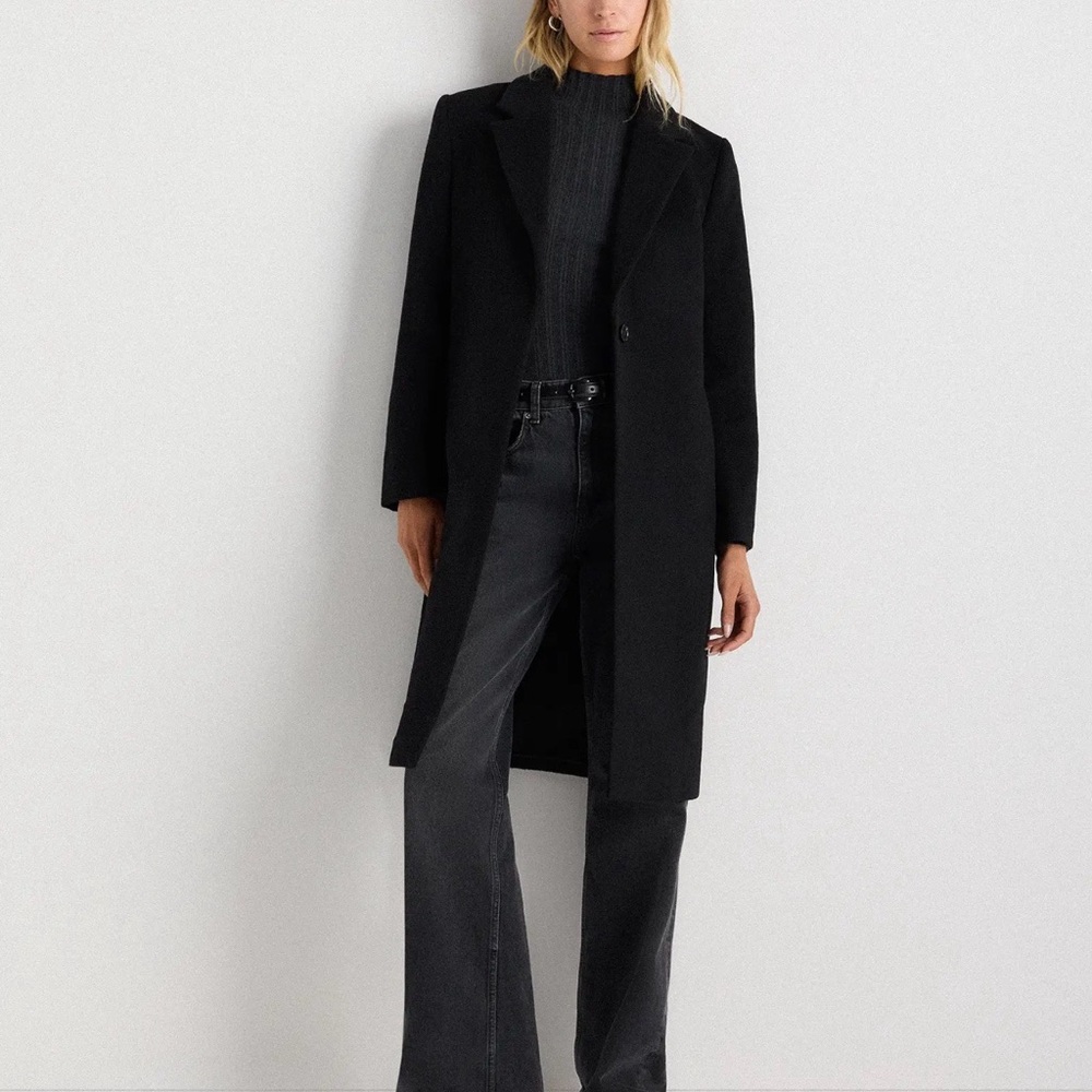 Quince Black Wool Cashmere Coat NWT
